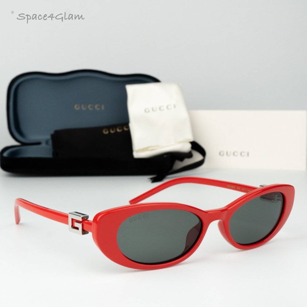 Gucci Women Sunglasses Red Grey Cat Eye GG1680S 005 BRAND NEW - Picture 1 of 8